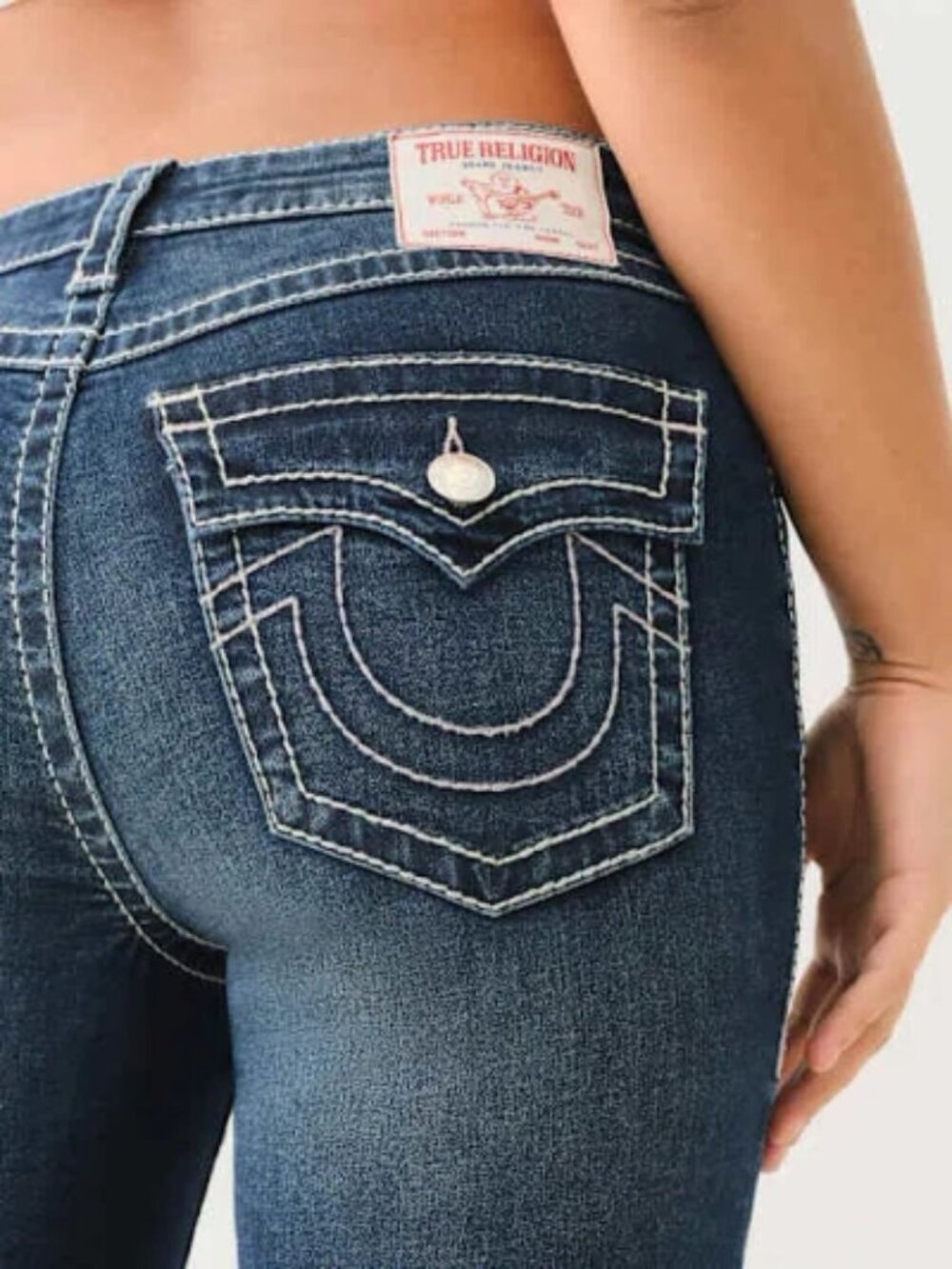 TRUE RELIGION Women's Billy Stretch Straight Leg Jeans Size 28 Blue .